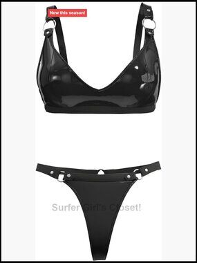 Sexy Women's PVC Leather Lingerie Set with Latex Bra & Elastic Shorts